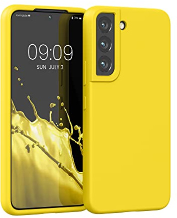 kwmobile Handyhülle für Samsung Galaxy S22 Hülle - Case Silikon - Kabelloses Laden - Schutzhülle Cover in Strahlend Gelb