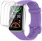 GIOPUEY Armband Kompatibel mit Oppo Band 2, Weiches Silikon Armband + 3 Stück Schutzfolie [Verschleißfest] [Atmungsaktiv] Ersatzarmband - Purple