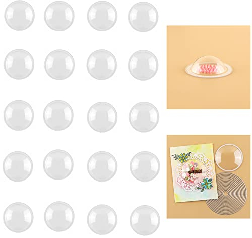 Briartw 20 PCS 2 Diameter Round Shaker Covers for Shaker Cards Making Scrapbooking Low Profile Plastic Clear Shaker Pourch Covers Dimensional Shaker Domes Puffy Shaker Covers Window Blister