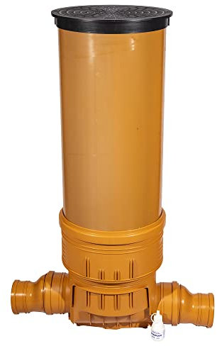 Kontrollschacht Revisionsschacht DN 400 mit Rückstauklappe 2 x Ø125 mm Abwasserschacht Komplett Set - Schachtboden + Rohr + Deckel + Gleitmittel