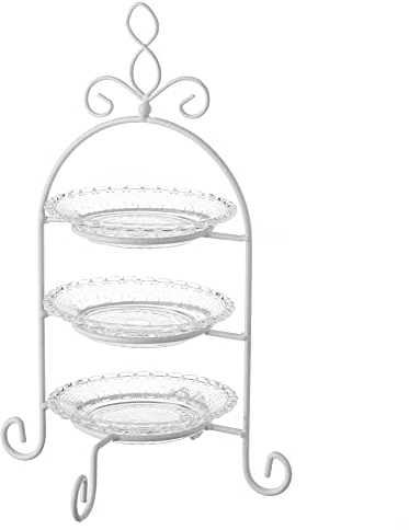 Frutero pastelero de 3 alturas de cristal transparente y metal de Ø 21x32 cm - LOLAhome