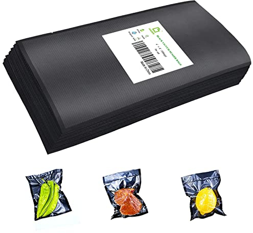 CANLENPK 4x8 Inch/10x20cm Small Black Back and Clear Front Vacuum Sealer Bags,Food Storage Bag,Seal Meal Snack Fruit Nut,Boil Steam Heat Freeze,Commercial Grade Heavy Duty Sealable Bags (100PCS)