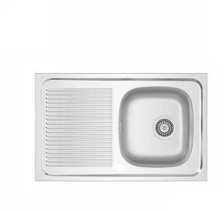 Fregadero de acero mod. LA02 cm 80 x 50 cm. 80 goteo izquierda