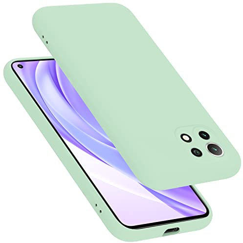 Cadorabo Hülle kompatibel mit Xiaomi Mi 11 LITE (4G / 5G) / 11 LITE NE Hülle Silikon Handyhülle für Mi 11 LITE (4G / 5G) / 11 LITE NE Case aus flüssigem Silikon- TPU Schutzhülle - Liquid HELL GRÜN
