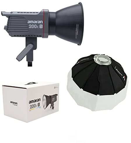 Aputure Amaran 200X S mit 65 cm langem Laternen-Softbox-Kit, 200W Bi-Color 2700K bis 6500K Bowens Mount LED-Videoleuchte für die Fotografie