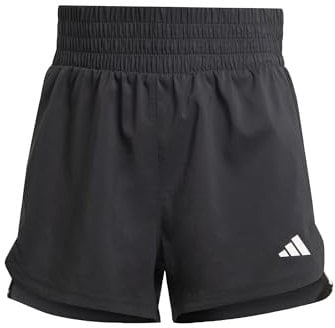 adidas Mujer Pacer Training 3-Stripes Woven High-Rise Shorts, Black/White, XS 3 Inch