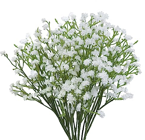 OundarM 6 Stiele Schleierkraut Künstlich lang 52 cm, Kunstblumen Schleierkraut wie echt, Biegsame & Schneidbar Stiele für DIY, Baby’s Breath für Hochzeitsdeko Tischdeko Wohnaccessoires (Weiß)
