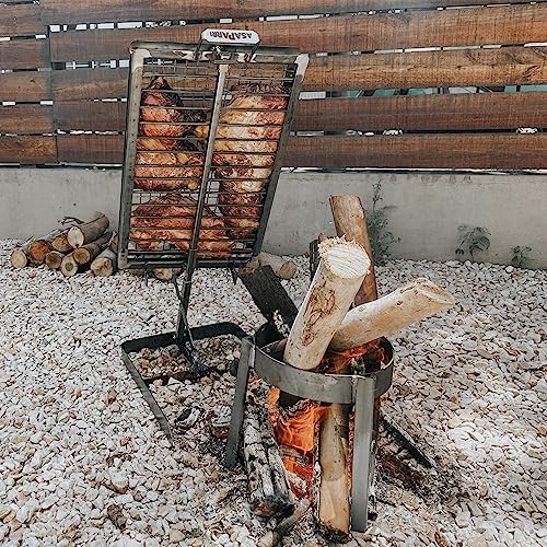 Parrilla asador argentina Iron Cross fabricada en Argentina - Parrilla argentina premium - Parrilla Asado - Totalmente desmontada (parrilla + brasera)