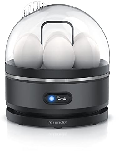 arendo – Cuiseur à œufs avec Fonction Maintien au Chaud INOX, 1 à 7 œufs, Dur, Mollet ou à la Coque, Indicateur Lumineux, Verre doseur avec Perce-œufs, Base Anti-dérapante, Egg Cooker 400 W, sans BPA