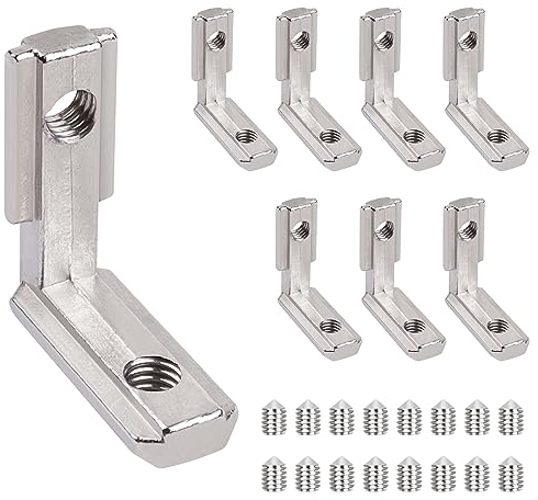 Yeepeo 8 × T-Nut Innenwinkel 2020 M5 Eckverbinder, Aluprofile Nut 6 T Slot 90° L-Form Zinklegierung Inneneckverbinder mit Schrauben T Slot Nut Außenwinkel Winkelwinkel für Aluminiumprofil 20-Serie