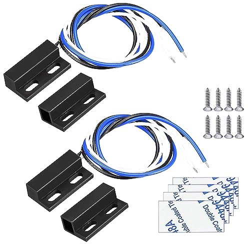 Gebildet 2 Set Nero Interruttore Magnetico Cablaggio NO/NC Sensore Porta da Incasso Contatto Finestra Nascosta Interruttore Reed per Controllo Accessi Sostituire Sistema di Allarme