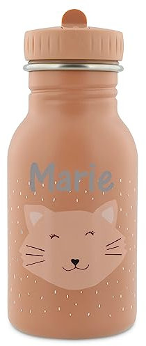 Personalisierte Trinkflasche aus Edelstahl von Trixie Baby Gravur des Namens (350 ml, Katze)