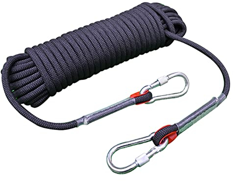 LQSSA Corde D'Escalade Statique de Diamètre 12Mm, Corde de Haute Résistance 10-100M Corde D'Évacuation de Sécurité/Black/12Mm 80M