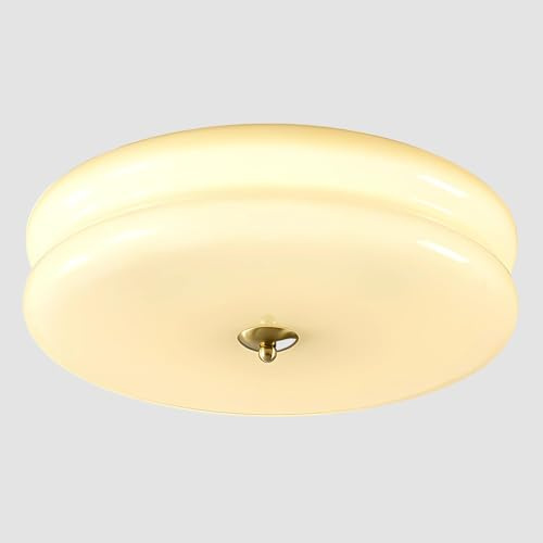 KCO Beleuchtung Moderne gelbe Glas Flway Deckenleuchte Große runde LED Deckenleuchte Mid Century Overhead Light Bauernhaus Flush Mount Deckenleuchte Nordic Badezimmer Deckenleuchte