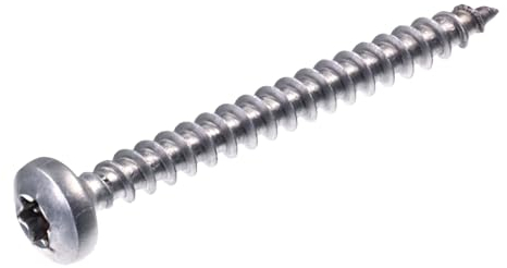 SECCARO Spanplattenschraube Halbrundkopf 6 x 60 mm, Edelstahl V2A VA A2, Holzschraube mit Vollgewinde, TX/Innensechsrund, 100 Stück
