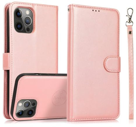 Beajew Hülle für iPhone 7 Plus/8 Plus [Abnehmbar] 2-IN-1 Magnetische Schutzhülle [Kabelloses Laden] RFID Blocker Klapphülle Handyhülle Kompatibel mit iPhone 7 Plus/8 Plus,Roségold