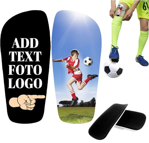LLLGSH Personalisierte Fußball Schienbeinschoner - Shinguards mit Foto und Text - individuell mit Ihrem Design oder Foto - Kinder und Erwachsene - Gepolsterte Gummi schützende Innenseite