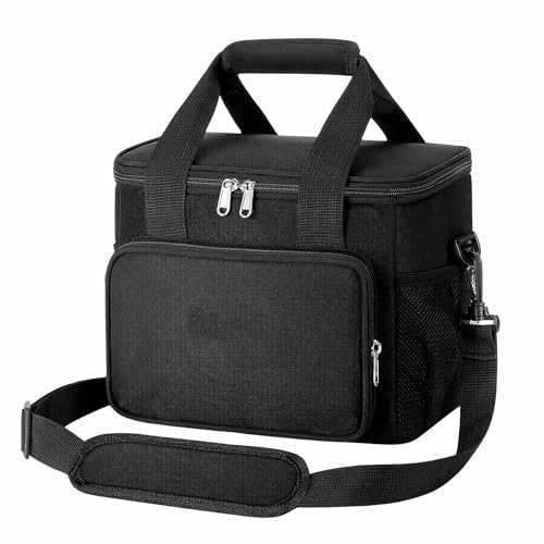 Fanigi Bolsa Termica Porta Alimentos, Bolsa para Comida Trabajo 15L, Unisex, 30x23x23cm, Mantiene Temperatura, Lonchera, Resistente, Isotermica, Lunch Box, Playa, Picnic, Color Negra