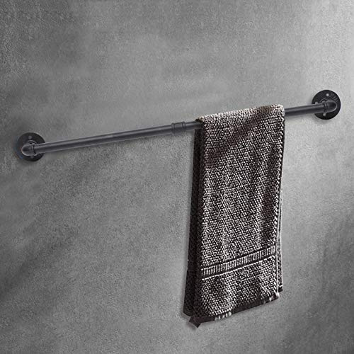 DSYOGX Industrie Look Handtuchhalter 85cm Wasserrohr Wand Handtuchständer Schwarz Eisen Handtuchhaltern Wall-Mount Towel Rack für Schlafzimmer, Garderobe, Badezimmer, Lager Usw