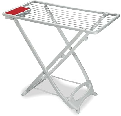 Ramacciotti Plast Stendibiancheria Bravo, in Resina e Pieghevole, Stendino da Pavimento, Porta Mollette Integrato e Sistema Antiscivolo, 10mt di Stenditura, Maxi Resistenza, Made in Italy