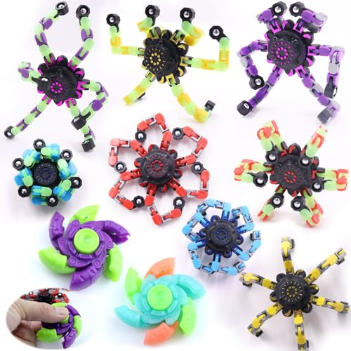 GZqiancang 8 STK Roboter Fidget Spinner, DIY Verformbare Fidget Spinner mit 2 STK Fidget Spinner Explosiver Rüstung für Kinder, Erwachsene((Leuchtendes/Normales)