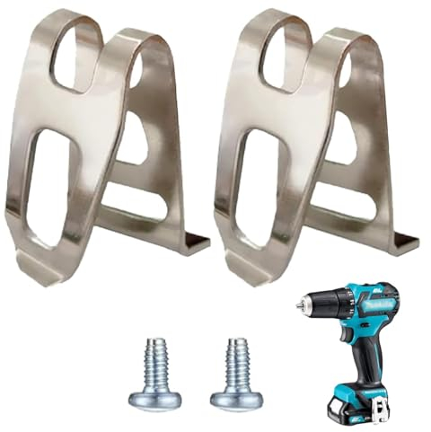 2 Stück Gürtelclip Kompatibel mit Makita Cordless Gebläse,Edelstahl Gürtelhaken Clip,Elektrowerkzeuge Ersatz-Gürtelclip-Haken,Mehrzweck (2 Stahlfarben + 2 Schrauben)