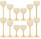 Kehail Kristall-Teelichthalter aus Metall, glitzernde Schale, Kandelaber, hohe Kristall-Votivkerzenhalter, elegante Kristallkerze, Tafelaufsatz für Esstisch, Hochzeitsdekoration (12 Stück, Gold)