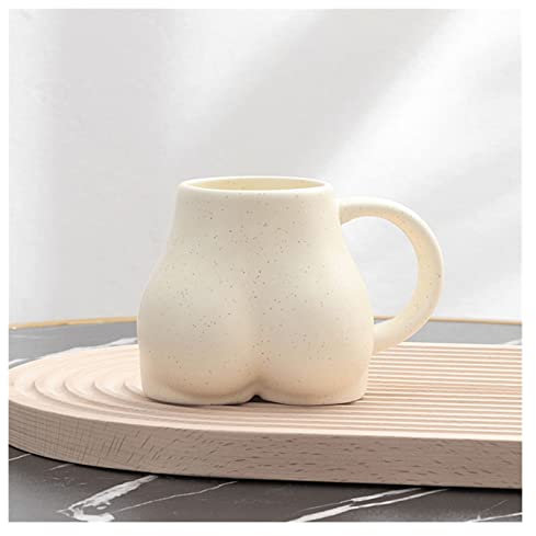 YNZUNMY Kaffeetassen Set,Kaffee Tassen Sets Personalisierte Porzellan-Bottom Tassen handgemachtes kreatives Gesäßkaffee Tee Milchbecher Küchenbüro Geschirr Home Decor Lustige Geschenke(Light Yellow)