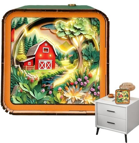Générique Sovrum Pussel Lju, Led Landscape Puzzle Light, Study Puzzle Light Lampa, Landscape Night Light, dekorativ sovrumsljus, LED-dimbar pussellampa, ljus i sovrummet