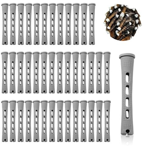 Honicemar 40 Pcs Perm Rollers Set for Long & Short Hair - 0.59 Inch Medium Cold Wave Rods, DIY Curling Tools for Natural Hairstyles, Hair Curling Rods for Home or Salon Styling