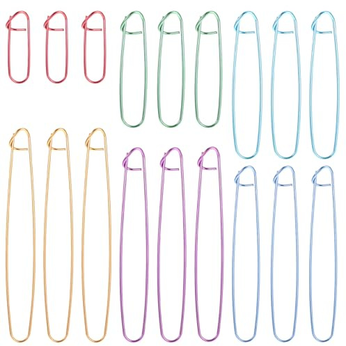 Molain 18 Stück Stricken Maschenhalter Set, Maschenhalter zum Stricken, 6 Größen Stichhalter Strickzubehör Aluminium Maschenhalter für Decken Schals Steppdecken Heimwerker Andere Strickprojekte