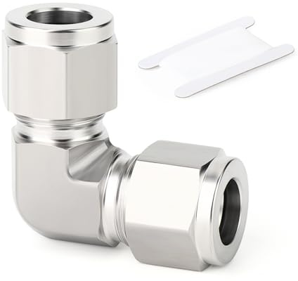 TAISHER 1PCS 316 Stainless Steel 90 Degree Compression Tube Pipe Fitting Connector, 8mm Tube OD Adapter