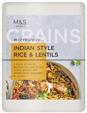 M&S Microwave Indian Style Basmati Rice & Brown Lentils, Ready Meal, 250g (PACK OF 3X)