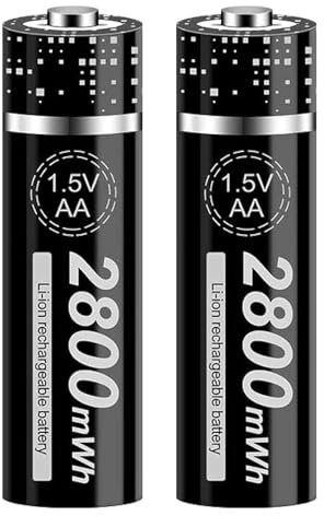 TLYA 1.5V AA Lithium Li-Ion Rechargeable Batteries 2800Mwh High Capacity-2 Pack