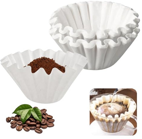 100 Piezas Filtros Cafetera Goteo, 110/250 mm Papel De Filtrode Café para 8-12 Tazas de Café, Fácil de Usar Universal Ondulado Filtros de Papel para Casa, Camping, Oficina, Picnic (Blanco)