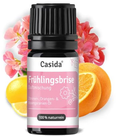 Casida Frühlingsbrise Duftmischung mit Zitronen-, Orangen- und Rosengeranien Öl - Für ein Gefühl der Reinheit und des Neubeginns - 5ml - 100% naturreine ätherische Öle- Aromatherapie