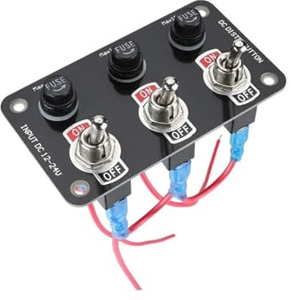 Marineschalter, 3/6 Gang Kippschalter Panel Ein/Aus Wippschalter Mit 10A Sicherung Rennwagen RV Camper Marine Boot Yacht 12V/24V Schalter(3 Gang Panel)