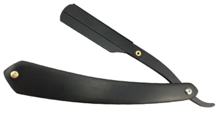 OATIPHO Gerades Rasiermesser aus Metall mit Holzgriff Schwarz Bart und Kinnrasur Vintage Stil Platzsparend und Einfach zu Bedienen