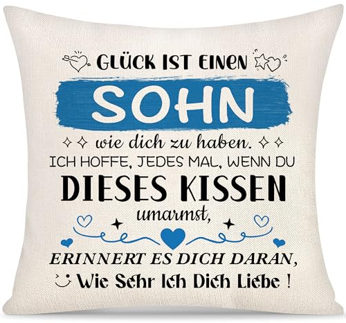 Yoskiasd Kissenbezug Geschenk für Sohn Männer Jungen Geschenk von Mama Papa Kissenbezug Inspirierendes Graduierung Geschenk Geburtstag Geschenke Glück ist Einen Sohn Wie Dich zu Haben