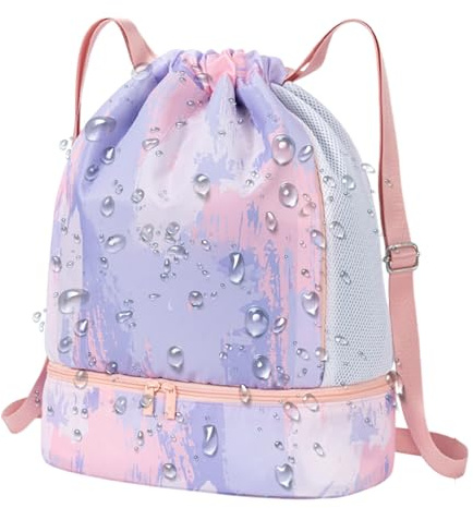 Borsa per attrezzatura da nuoto | Zaino da palestra con coulisse - Coulisse impermeabile con separazione bagnata per nuotare, escursioni, palestra piscina