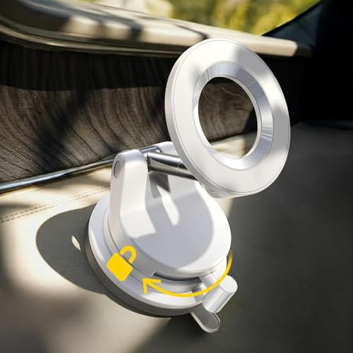 LISEN MagSafe Autohalterung Vakuum Handyhalterung Auto KFZ Handy Halterung | 30+KG Vakuum-Saugnapf,20xN55 Magnet,360° Drehbar,-30°C~60°C Silikon,12 Monate Garantie,iPhone 12-17 Serie & MagSafe Hüllen