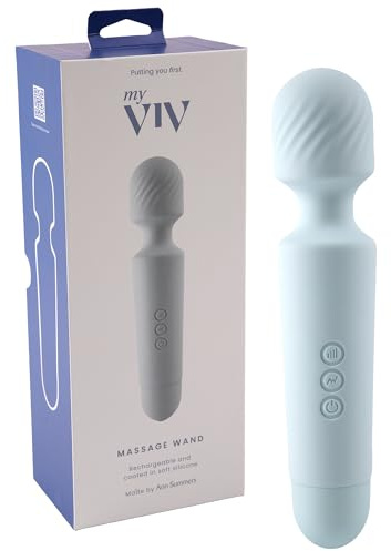 My Viv Massage Wand – Waterproof Rechargeable Vibrating Massager for Women with 20 Vibration Settings – Discreet, Powerful Massage Wand Coated in Soft Body-Safe Silicone