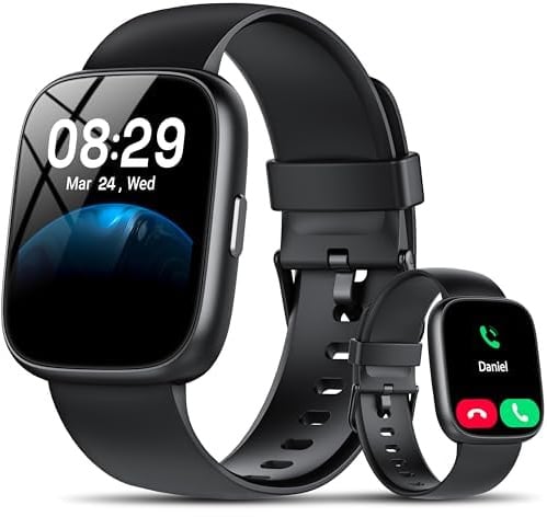 Smartwatch Damen Herren, 1.83 HD Fitness Tracker mit Alexa/Telefonfunktion | 120+ Sportmodi Fitnessuhr mit Herzfrequenz/Schlafmonitor/Schrittzähler, IP68 Wasserdicht Sportuhr für Android iOS, Schwarz