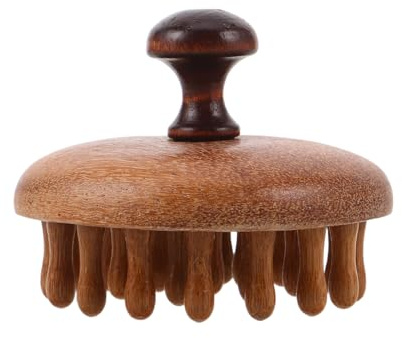 Warmhm Holz Kopfhautmassagegerät mit Breiten Zinken Antistatische Haarbürste für Nass und Trockenanwendung Manuelle Entwirrungsbürste mit Rundem Griff Kopf und Ganzkörpermassagegerät für