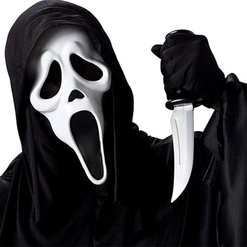 PANYI Mascara de Scream de Halloween Accesorios de Terror No obstruye vista | Máscara Ghostface Mascara Scary Movie Unisex Adecuada para Casa Embrujada,Carnaval,Halloween Resistente y duradero