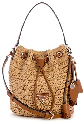 GUESS Umhängetasche Handtasche Ofelia Top Handle Bucket Natural/Cognac hellbraun