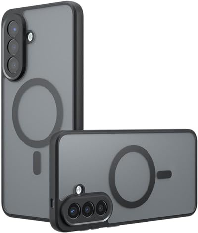 Wigento Magnetische Hülle für Samsung Galaxy A57 5G, kompatibel mit MagSafe, TPU und Kunststoff, matt, stoßfest, präzise Aussparungen Handyhülle (Schwarz)