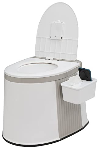 Bonnlo Toiletta Portatile in PP, WC Portatile,Vasino per Adulti, Anziani e Bambini da Viaggio e Campeggio, Grigio e Bianco