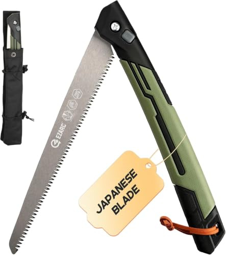 EZARC 10.5 Inch Folding Pruning Saw, Green Hand Saw with Storage Pouch