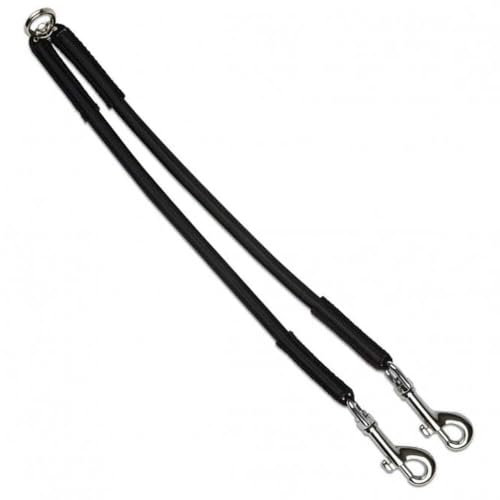 Bungee dog walking coupler for two dogs on one lead.